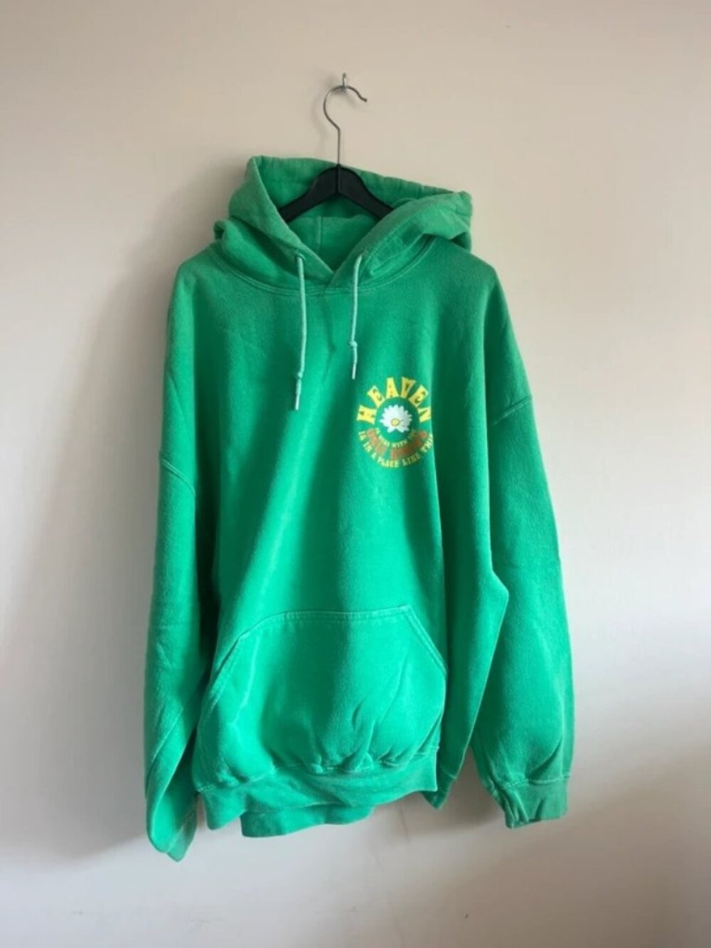 Bright Green Graphic Print Pullover Hoodie Women’s M